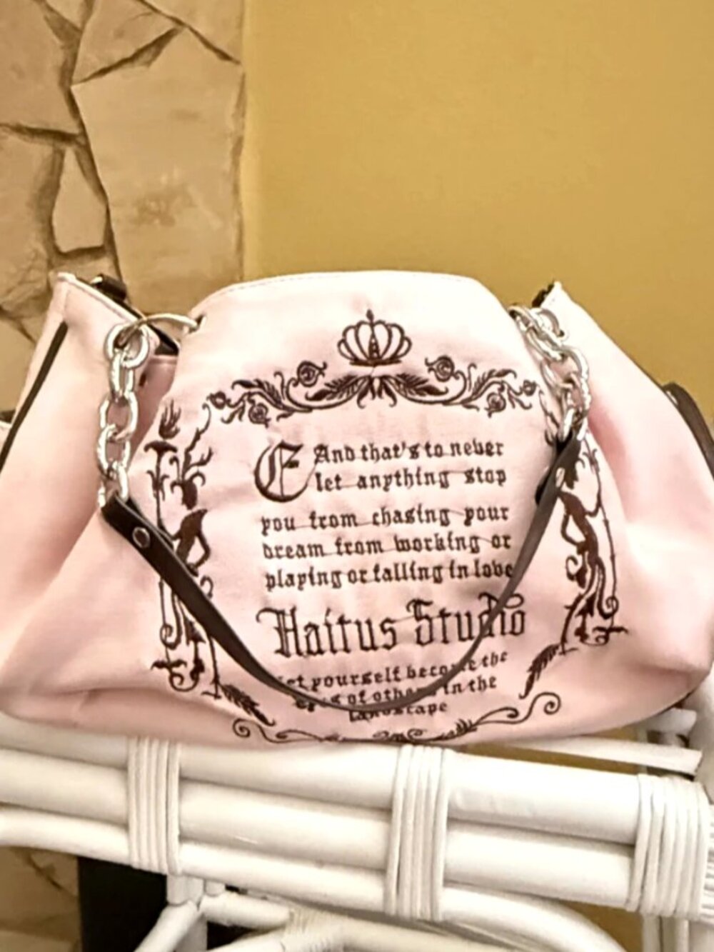 Y2K Haitus Studio Pink Gothic Vintage Tote Shoulder Bag NWOT - Picture 8 of 13